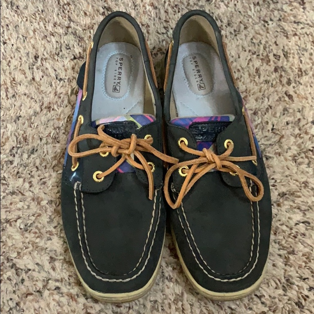 Sperry Shoes- Navy blue with plaid